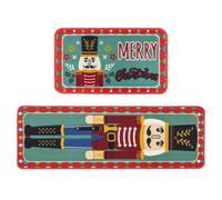 JVL Premium Christmas Mat & Runner Set Nutcracker Door Mat Xmas