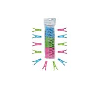 JVL Prism Plastic Clip Pegs with Hooks - Pack of 24 in Pink | Size: 1 Pack JVL Pink 1 Pack