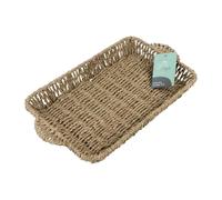 JVL Rectangular Seagrass Storage Tray with Handles - Woven Natural Basket for Home Organisation, Brown
