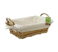 JVL Rectangular willow wicker lined bread basket 28 x 21 x 9 cm