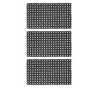 JVL Rondo Rubber Ring Heavy Duty Outdoor Contract Door Mat, Black, 50x100cm - Set of 3