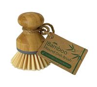 JVL Round Bamboo Short Dish Pot Brush, Natural