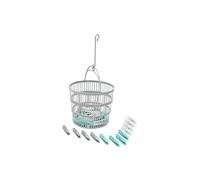 JVL Round Collapsible Peg basket with Plastic Pegs - Pack of 50 - One Size - Aqua | Size: 1 Pack JVL Aqua 1 Pack