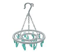 JVL Round Sock Dryer Complete 16-Pc Clothes Pegs, Aqua, Grey, White, One Size (19-292)