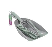 JVL Rubber Dustpan and Brush - Handheld Floor Sweeper, Grey