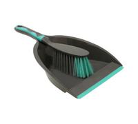 Jvl Rubber Grip, Dustpan And Bristle Brush Set, Grey/turquoise