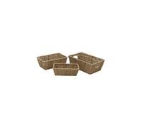 JVL Seagrass Set of 3 Rectangular Tapered Storage Baskets in Natural JVL Natural