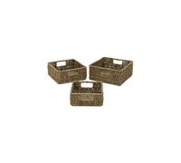 JVL Seagrass Set Of 3 Square Storage Baskets in Natural JVL Natural