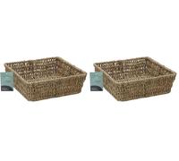 JVL Seagrass Square Storage Tray Natural (Pack of 2)