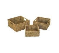 JVL Seagrass Storage Baskets Square Set Of 3 Nesting Home Storage Trays