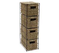 JVL Seagrass Storage Unit with Metal Frame - 4 Drawer