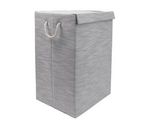 JVL Serena Foldable Laundry Hamper with Lid, Home Tidy Storage, Light Grey