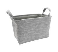 JVL Serena Rectangular Storage Basket with Handles, Home Storage Solution, Light Grey
