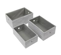 JVL Serena Set of 3 Rectangular Storage Baskets, Home Tidy Solution, Light Grey