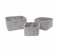 JVL Serena Square Storage Baskets - Set of 3 in Light Grey JVL Light Grey