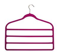 JVL Set of 3 Pink Velvet Touch 4 Shelf Non-Slip Space Saving Trouser Coat Hangers