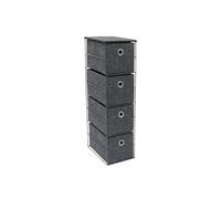 Shadow 4 Drawer Narrow Fabric Storage Tower JVL Grey One Size