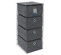 JVL Shadow 4 Drawer Wide Fabric Storage Tower
