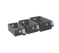 JVL Shadow Rectangular Fabric Storage Baskets, Set of 3