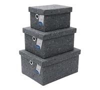 JVL Shadow Rectangular Fabric Storage Baskets with Lids, Set of 3