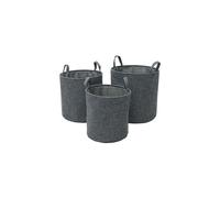 JVL Shadow Round Fabric Storage Baskets with Handles Set of 3 in Grey JVL Grey