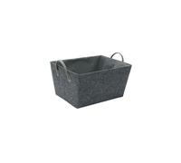JVL Shadow Tapered Rectangular Fabric Storage Basket with Handles in Grey JVL Grey