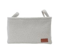 JVL Shiro Boucle Fabric Rectangular Organiser Basket with Handles, Home Storage Solution, White