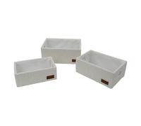 JVL Shiro Boucle Rectangular Fabric Storage Baskets for Home Organisation, Set of 3, White