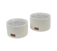 JVL Shiro Boucle Round Fabric Storage Baskets for Home Organisation, Set of 2, White