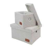 JVL Shiro Rectangular Lidded Storage Baskets - Set of 2 in White JVL White