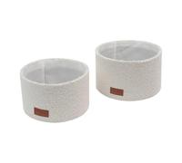 JVL Shiro Set of 2 Boucle Fabric Round Storage Baskets, Home Storage Organisers, White