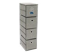 JVL Silva 4 Drawer Narrow Fabric Storage Tower, Grey