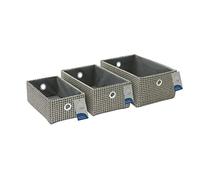 JVL Silva Rectangular Fabric Storage Baskets, Set of 3, Grey