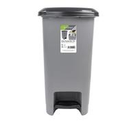 JVL Slim Plastic Lidded Foot Pedal Waste Bin, 15L, Grey