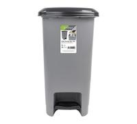 JVL Slim Plastic Lidded Foot Pedal Waste Bin, 15L, Grey