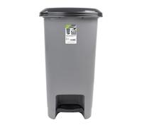 JVL Slim Plastic Lidded Foot Pedal Waste Bin, 60L, Grey