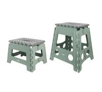 JVL Small & Large Folding Step Stool Set - Multi-Purpose, Kitchen & Bathroom - Green