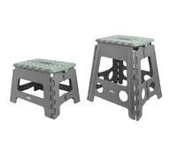 JVL Small & Large Folding Step Stool Set - Multi-Purpose, Kitchen & Bathroom - Grey
