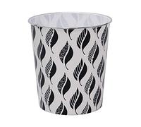 JVL Small Leaves Waste Paper Bin, 24.5cm x 26.5cm Approx, Black and White, One Size