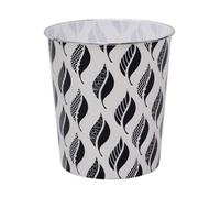 Jvl Small Leaves Waste Paper Bin, Black And White