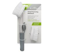 JVL Soap Dispenser Washing Up Brush with Refill Brush Head - Dish Scrubbing Brush for Kitchen Sink, Liquid Soap Dispensing Handle