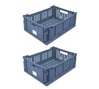 JVL STACKIT - Plastic Foldable Storage Crate - 14.5L - Blue