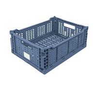 JVL STACKIT - Plastic Foldable Storage Crate - 14.5L - Blue