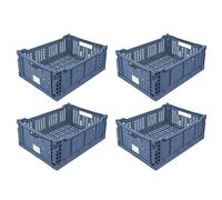 JVL STACKIT - Plastic Foldable Storage Crate - 14.5L - Blue