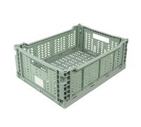 JVL STACKIT - Plastic Foldable Storage Crate -14.5L - Green