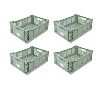 JVL STACKIT - Plastic Foldable Storage Crate -14.5L - Green