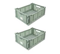 JVL STACKIT - Plastic Foldable Storage Crate - 14.5L - Green