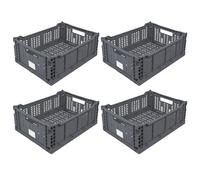 JVL STACKIT - Plastic Foldable Storage Crate -14.5L - Grey