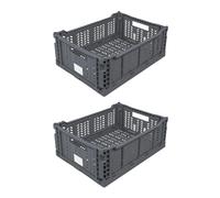 JVL STACKIT - Plastic Foldable Storage Crate - 14.5L - Grey