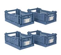 JVL STACKIT - Plastic Foldable Storage Crate - 4L - Blue